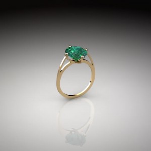 0750 18k Gold Ring with Natural Emerald Stone